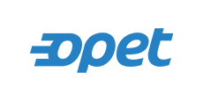 Blue opet text with driving o letter
