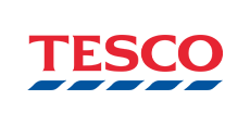 Tesco logo with red tesco text